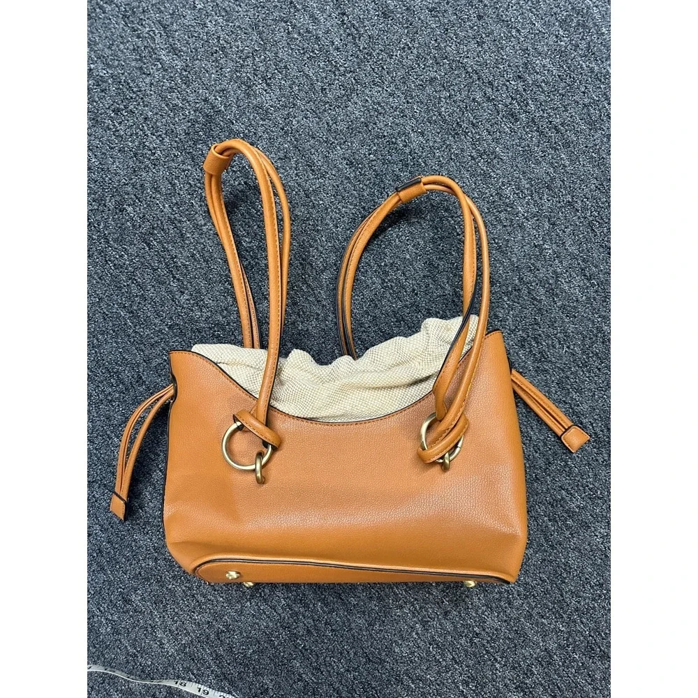 Anthropologie Vegan Leather‎ Bucket Bag Tote Hobo Shoulder Bag Cloth Pouch